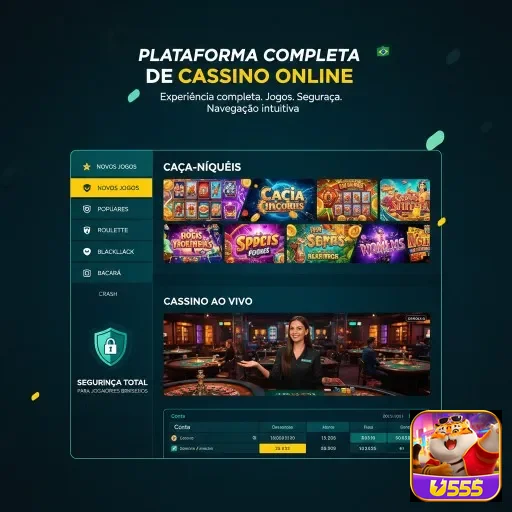 Ilustração de Experimente a segurança e tecnologia da u555 na sua plataforma de jogos